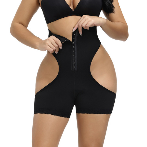 European and American large-size high-waisted waist-buttoned tummy-control pants, powerful body shaping and shaping pants, feminine buttocks pants