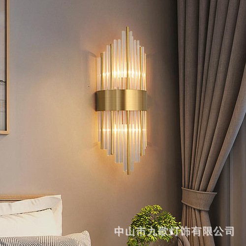 Modern light luxury crystal creative wall lamp Nordic bedroom bedside lamp simple personalized hallway stair wall lamp