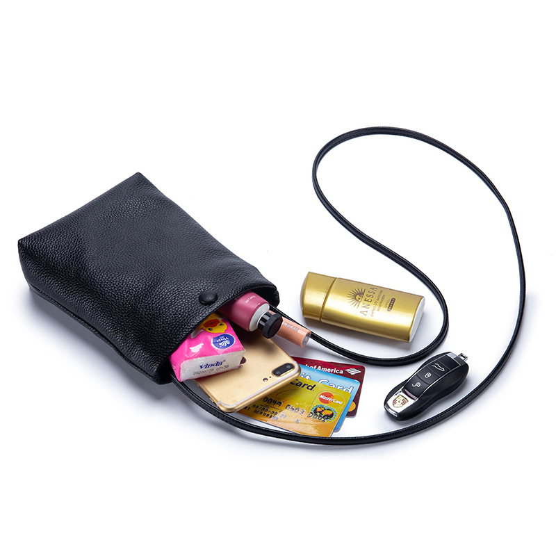 Bolso pequeño bandolera de cuero genuino simple de las mujeres de vaca casual hombro pequeño bolso ins Mori cuero suave mini cubo bolsa