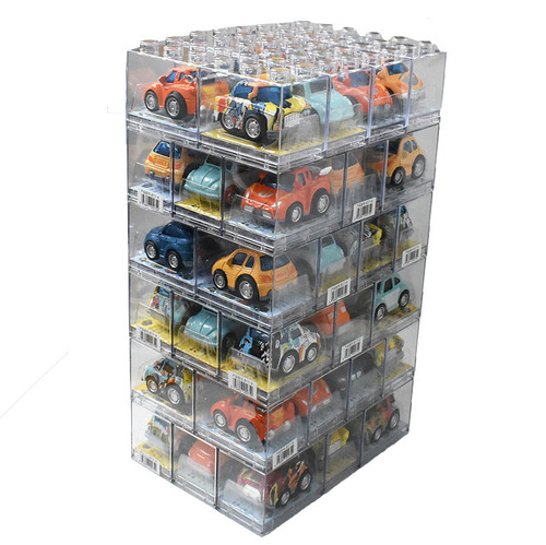 Transparent display box with small car, storage box with independent packaging, alloy twist egg car, retro small car model.