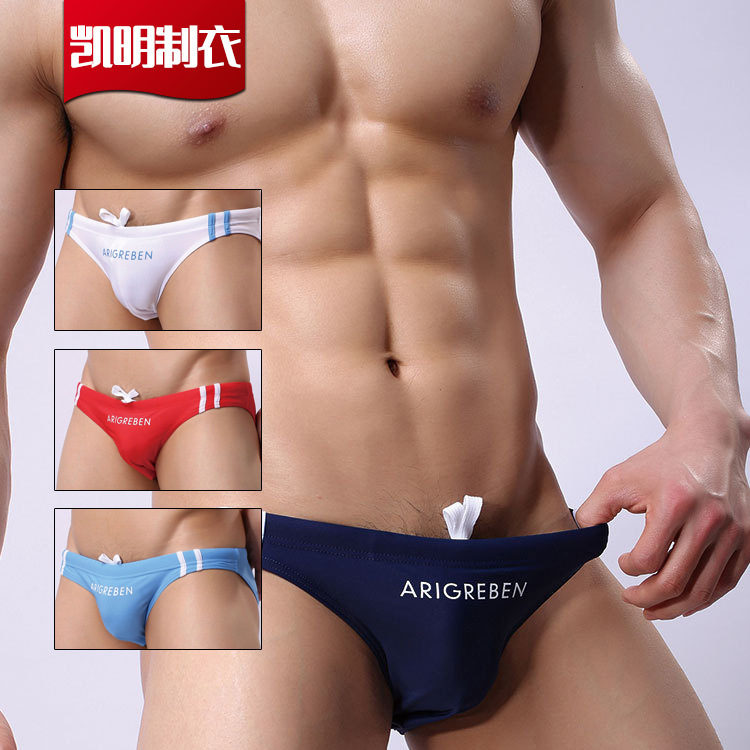 Factory wholesale men's swimming trunks sexy low waist triangle swimming trunks simple trendy men's beach swimming underwear