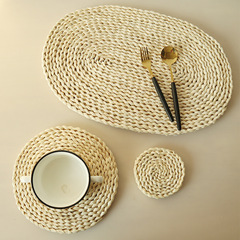 Woven straw corn husk material insulated placemat plate mat coaster