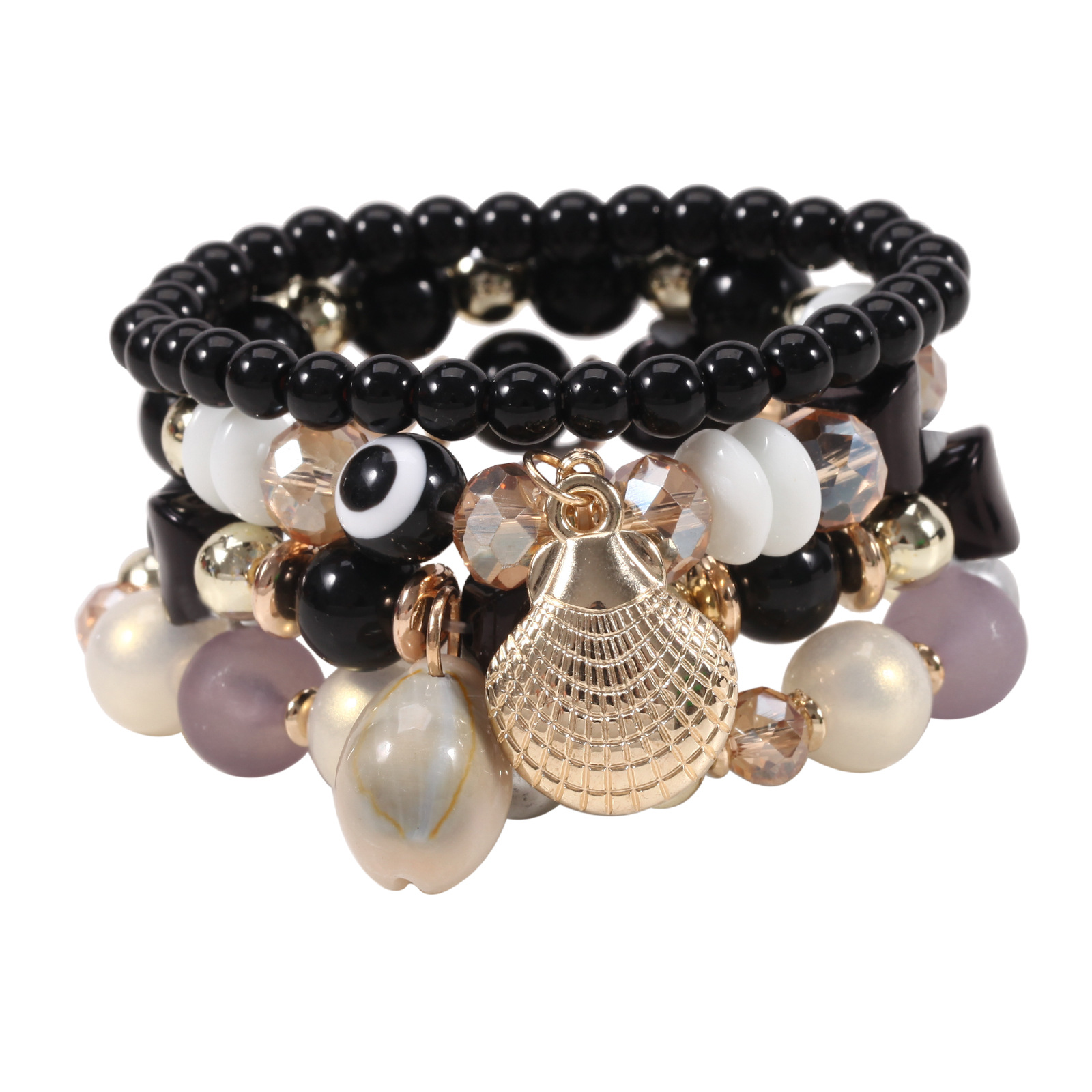 Böhmisches Muschel Perlen Armband Mit Elastischem Augen Schmuck_voghion.com
