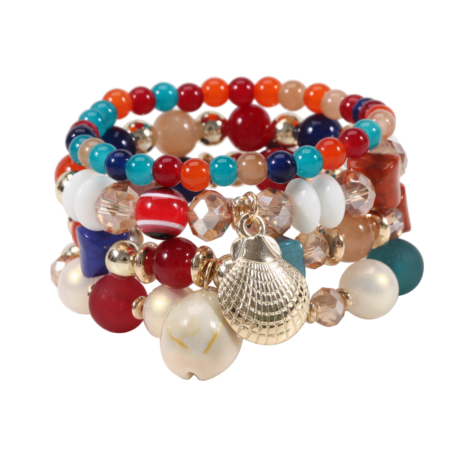 Böhmisches Muschel Perlen Armband Mit Elastischem Augen Schmuck_voghion.com