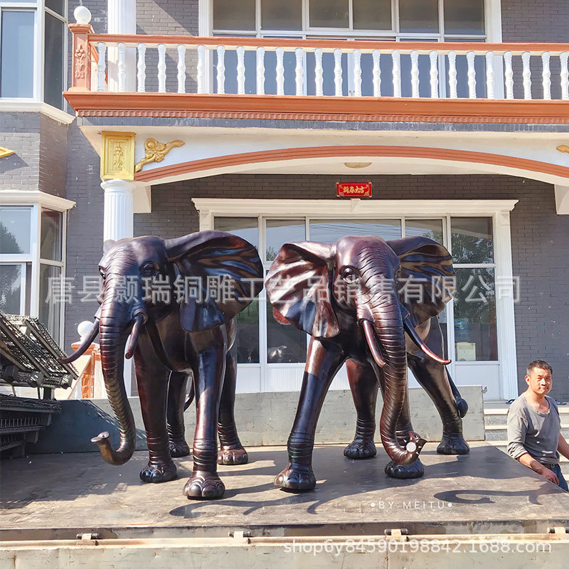 黄铜大象 厂家大型铜雕动物雕塑 吸财贴金铜大象工艺品摆件