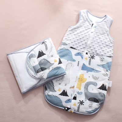 Cartoon printing knitting Cotton clip Sleeping bag baby Swaddle Sleeping bag children winter thickening keep warm Cuddle Anti Tipi