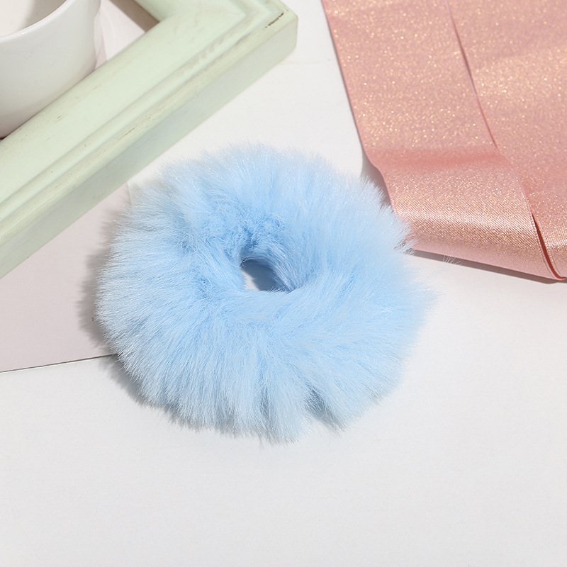 Estilo coreano Lolita color caramelo DE LA Felpa del anillo de Pelo suave chica Lolita imitación de piel de conejo accesorios para el cabello cuerda de pelo bola de peluche anillo de pelo