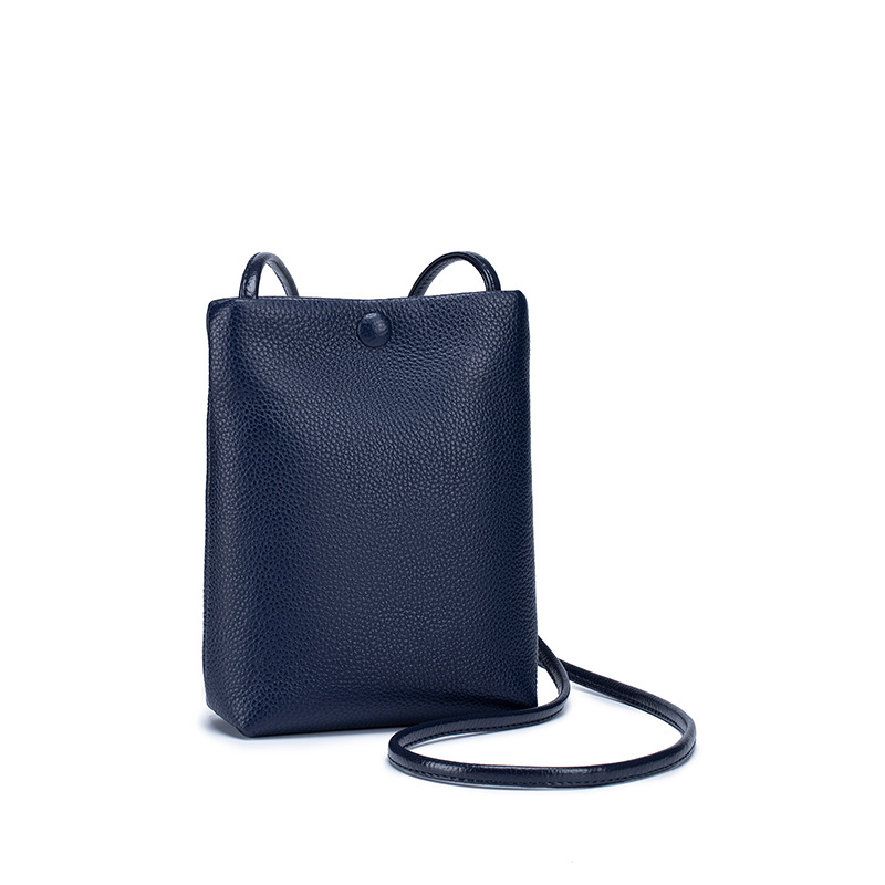 Bolso pequeño bandolera de cuero genuino simple de las mujeres de vaca casual hombro pequeño bolso ins Mori cuero suave mini cubo bolsa