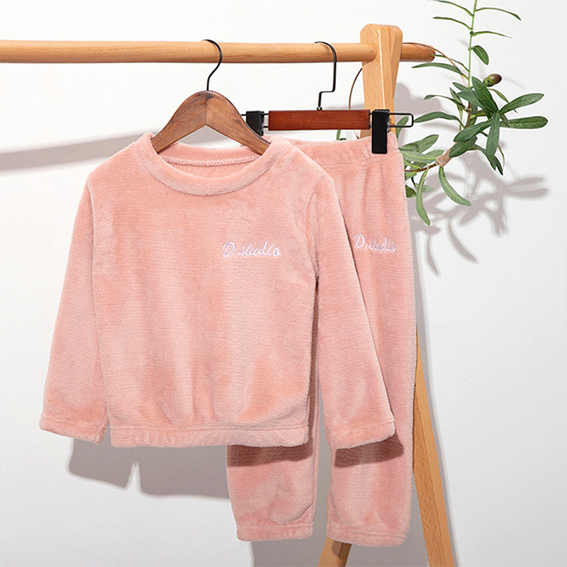 El otoño y el Invierno DE LOS NIÑOS traje de coral cálido polar cálido traje de dos piezas niños y niñas pantalones de bebé casual desgaste en el hogar forrado de lana