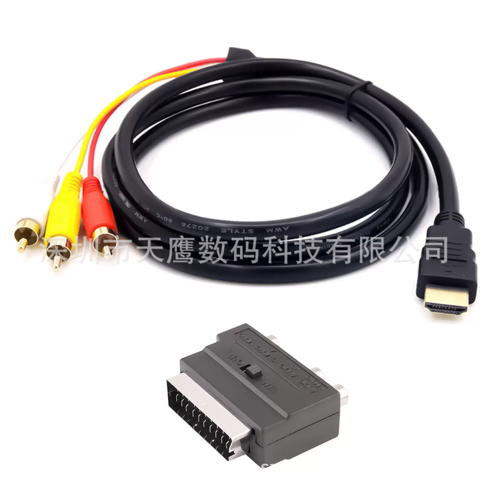 HDMI к цветному 3RCA кабелюHDMI к AV вращающийся красный и белый+ винтовой соединительный комплект