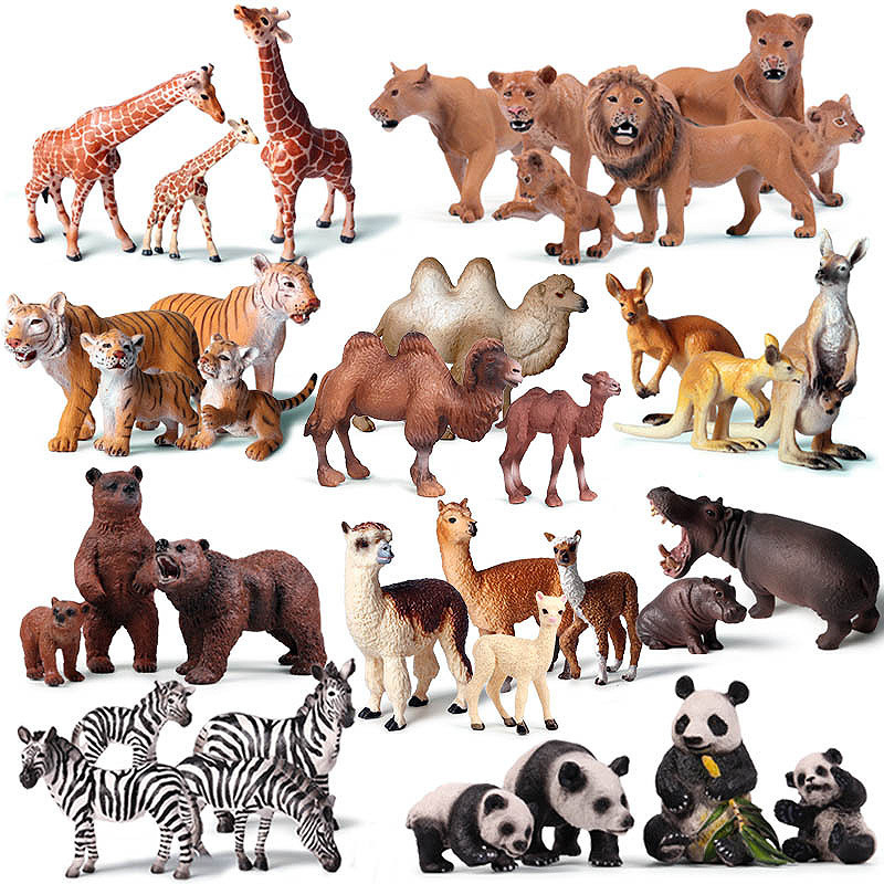Animal Model Artificial Cognitive Tiger Lion Horse Cow Deer Polar Bear Elephant Kangaroo Orangutan Ornaments Kidsren's Toys