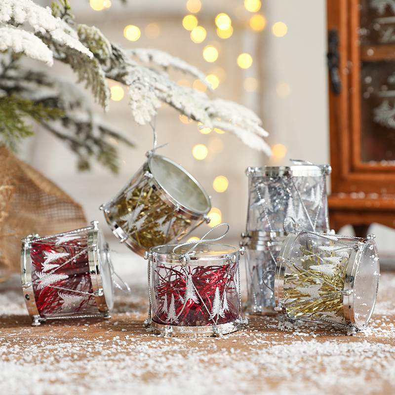 Hong Kong Heng Navidad tambor decoración suministros plástico tambor Navidad colgante Navidad regalo lugar diseño props