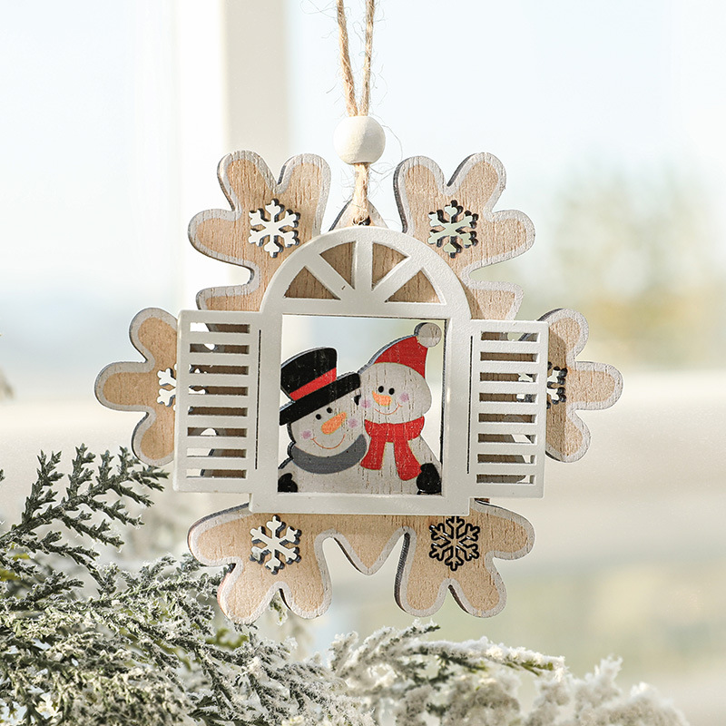 Hong Kong Heng decoraciones de Navidad árbol de Navidad colgante pintado de madera Santa Claus foto marco decoración colgante pequeño regalo