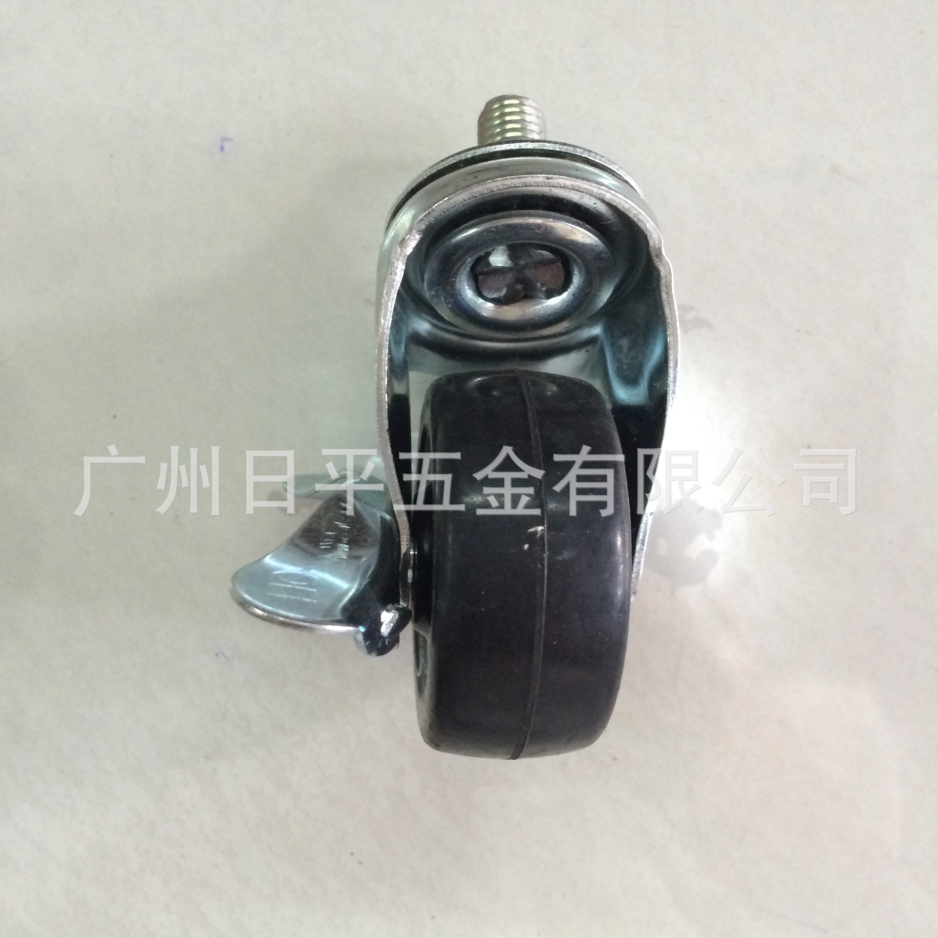 家具脚轮货架轮2寸黑色橡胶丝杆10*15万向刹车轮带刹车手推车双轮