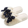 Demi-season slippers with bow, keep warm footwear indoor