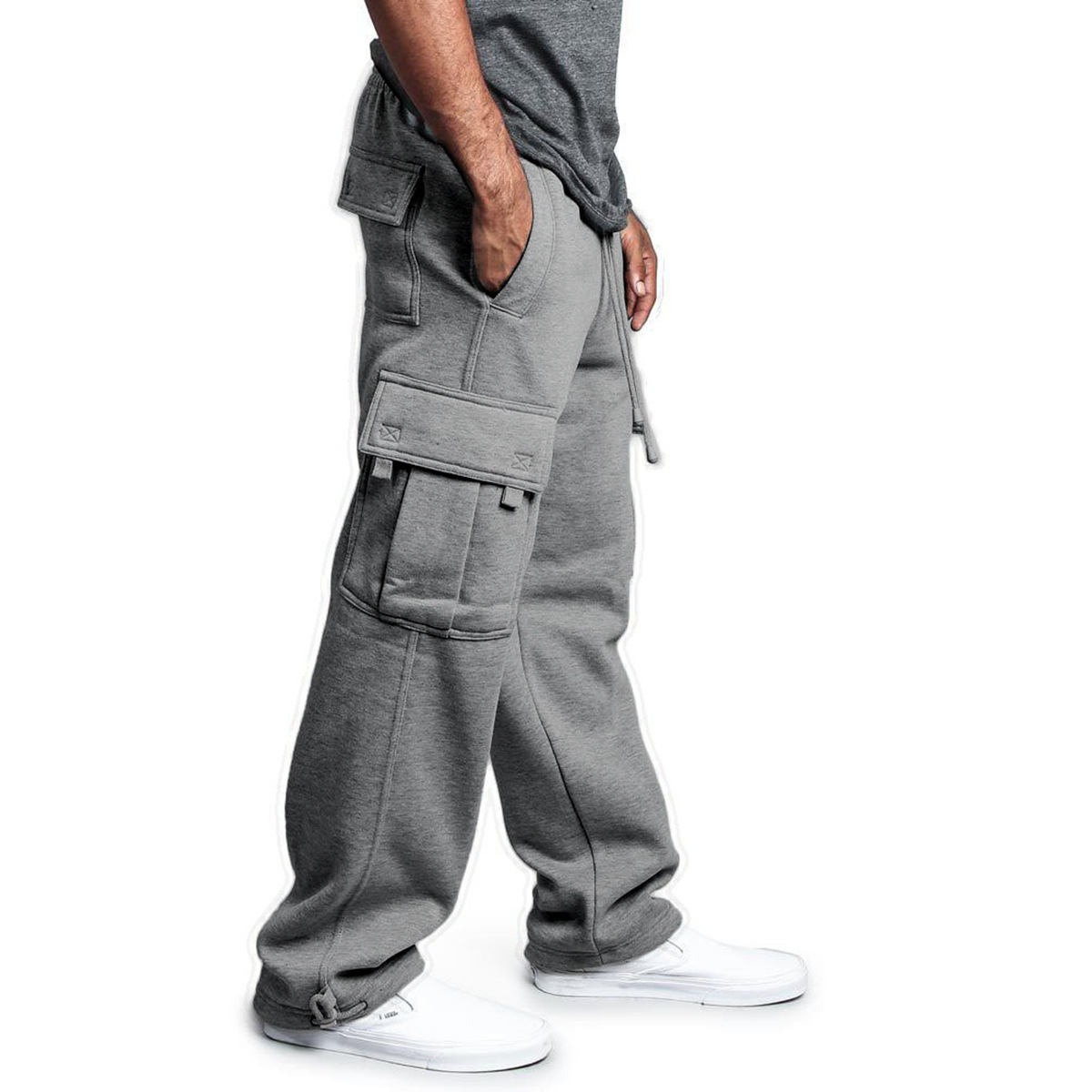 Men's New Multi-Pocket Cargo Pants High Street Fashion Brand Retro Casual Joggings Trousers Men_voghion.com
