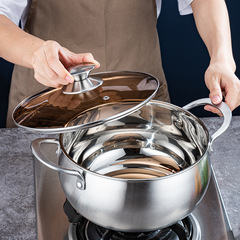 Little Yellow Duck jointly named composite steel soup pot double-eared soup pot stainless steel soup pot 24CM soup pot pearl drum-shaped soup pot