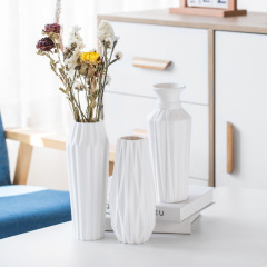 白色摺紙陶瓷花瓶寬口小清新簡約現代素燒客廳電視櫃家居裝飾擺件