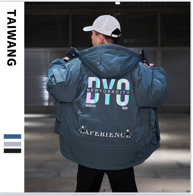Men's Clothing Men's Wear High end trendy Silk cotton jacket for men winter new style jacket with printed fantasy multi pocket Silk cotton jacket_voghion.com