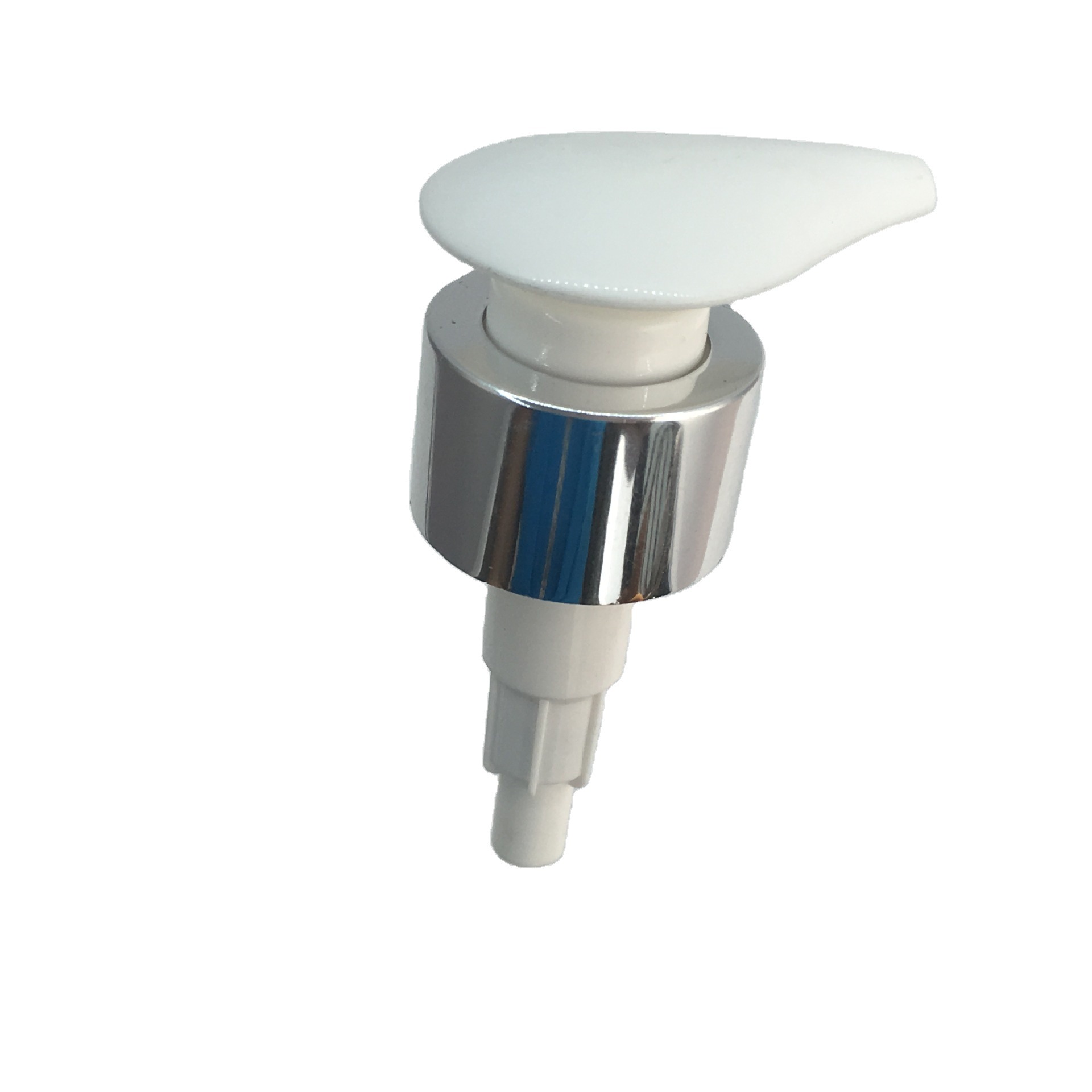 批发电化铝银色塑料泵头 化妆品乳液泵头 28/410亮银洗手液压泵