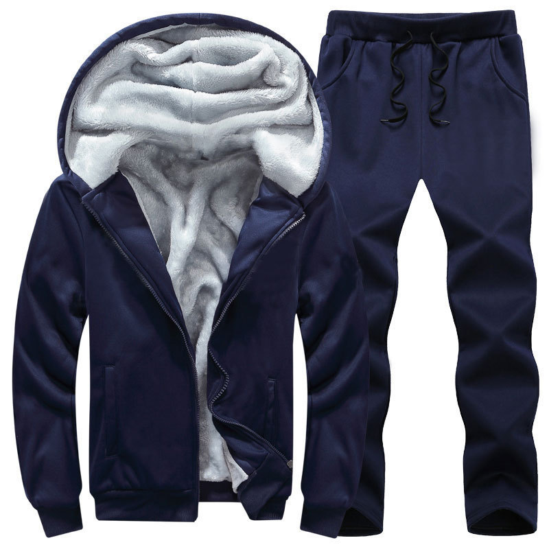 Men's Winter Casual Sports Suit Sweater Cardigan Large Size Fleece-lined Thickened Cross-border Youth Fashion Suit Men's Winter Casual Sports Suit Sweater Cardigan Large Size Fleece-lined Thickened Cross-border Youth Fashion Suit