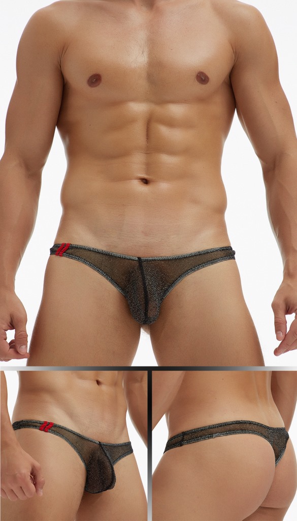 Europa y América del comercio Exterior GAY ropa interior de los hombres Europeos y Americanos perspectiva fina bolsa de malla de cintura baja Tanga T pantalones Plus tamaño E079