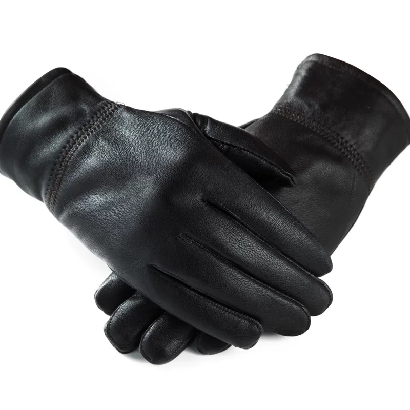 [Men's keep warm travel gloves for cycling, warm electric car sheepskin, genuine leather]