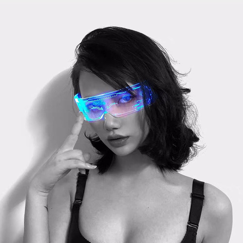 Amazon LED light-emitting glasses, trendy future technology sense, the same style of bar disco, flashing rechargeable glasses