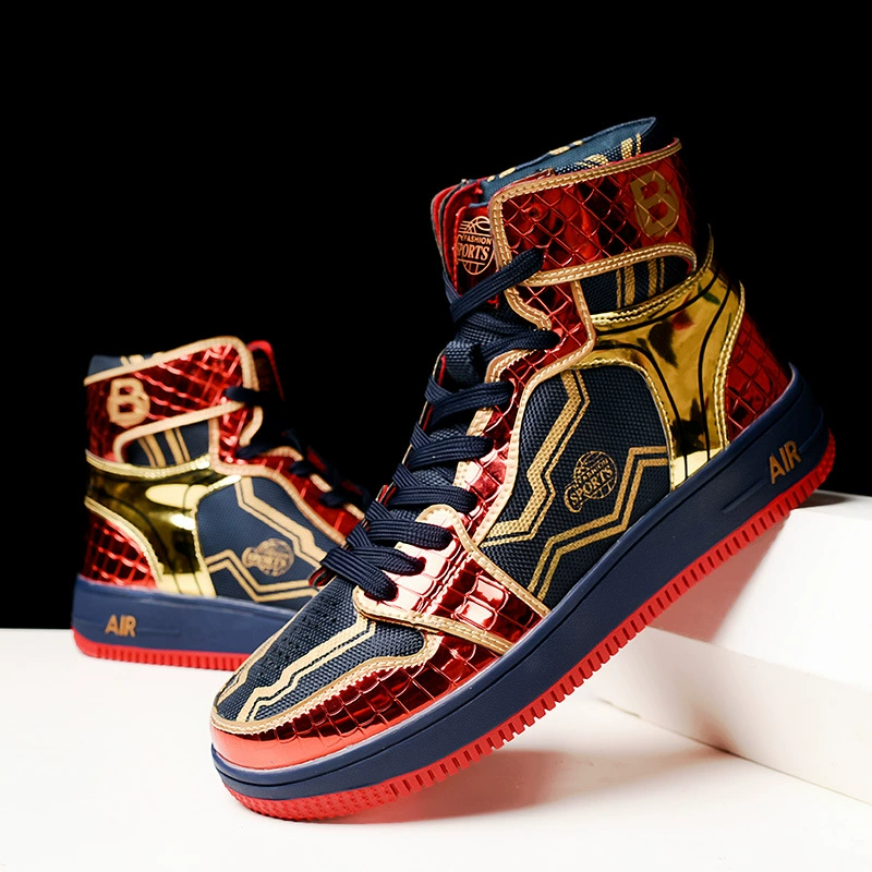 Высокобортовые спортивные кроссовки (Air Jordan), европейский стиль, верх из твила + TPU, резиновая подошва