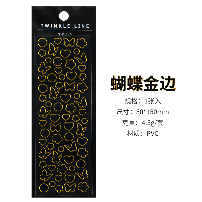 Corea del Sur wannathis oro y plata borde mariposa amor pegatinas decorativas mano cuenta estrella persiguiendo foto Collage material