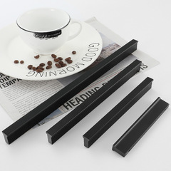 櫃門拉手現代簡約歐式櫥櫃衣櫃門把手抽屜黑色鋁合金美式加長拉手