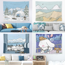 卡通风景直播间宿舍装饰布卧室儿童房遮盖布床头万能遮盖装饰挂毯