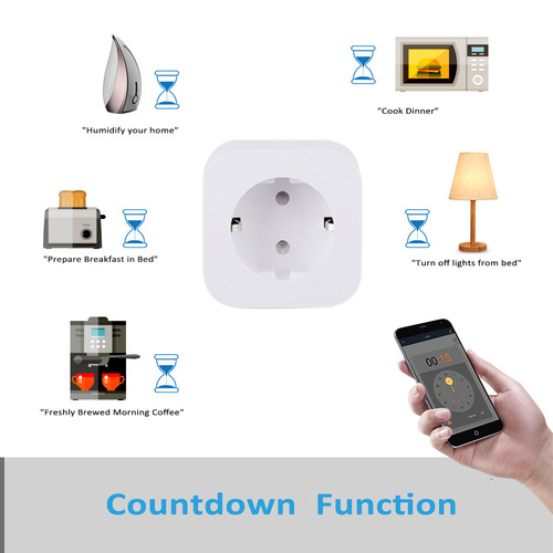Tuya wifi smart socket European plug 16A with power meter Alexa voice mobile phone remote control
