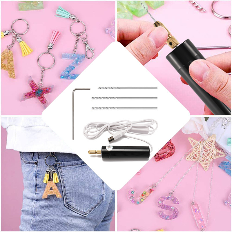 Crystal Glue DIY Punching Drill Electric USB Small Electric Drill Pearl Hand Drill Eye Punching Drill with Horn Nails