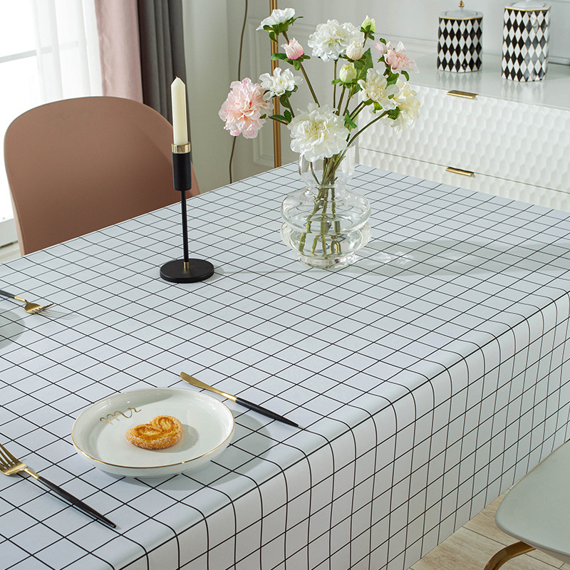 Estilo nórdico PVC mantel impresión rejilla subred red puesto mantel 1,8 impermeable a prueba de aceite mantel para hotel dormitorio