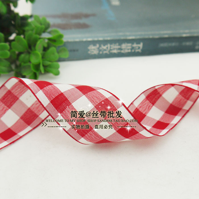 三顶织带  格子带方格带 DIY蝴蝶结配件 包装带英伦风 特价E1-24#