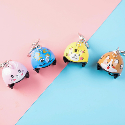 Po Feng Duck Twelve Zodiac Ox, Dog, Sheep, Tiger Helmet Bear Cartoon Motorcycle Hat Keychain Creative Gift Pendant