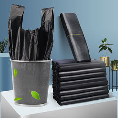 Manufacturer wholesale household large portable vest-style plastic bags disposable black thickened garbage bags 50 pieces