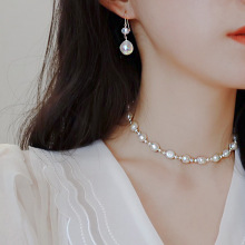 法式感光泽天然巴洛克珍珠14K包金通勤百搭耳环耳夹璀璨精致