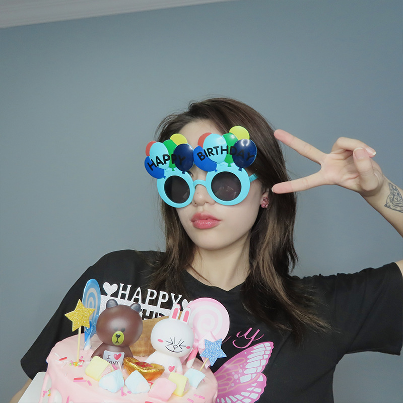 Gafas decorativas con forma de pastel de cumpleaños happy birthday de ABS para fiesta