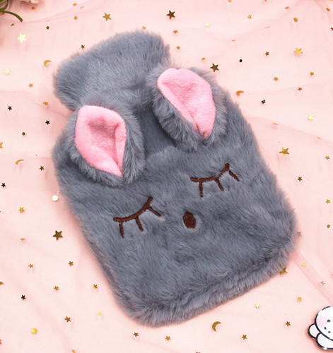 2020 Cartoon Plush Squinting Rabbit Hand Warmer Removable, Washable and Installable Water-Injected Hot Water Bottle Super Cute Animal Water Bottle