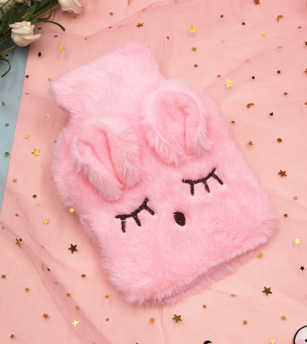 2020 Cartoon Plush Squinting Rabbit Hand Warmer Removable, Washable and Installable Water-Injected Hot Water Bottle Super Cute Animal Water Bottle
