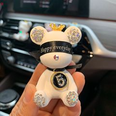 Creative Car Accessories Diamond-embellished Teddy Bear Aroma Stone Car Interior Decor Car Air Freshener AC Vent Clip Decoration