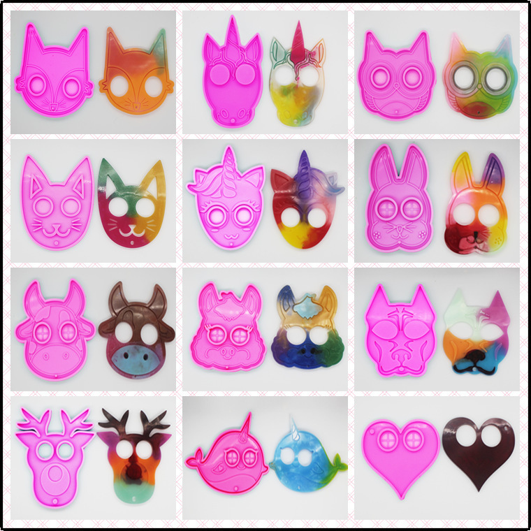 diy drop glue mold variety of manual defense finger Tiger Fox whale owl shape key chain silicone mold