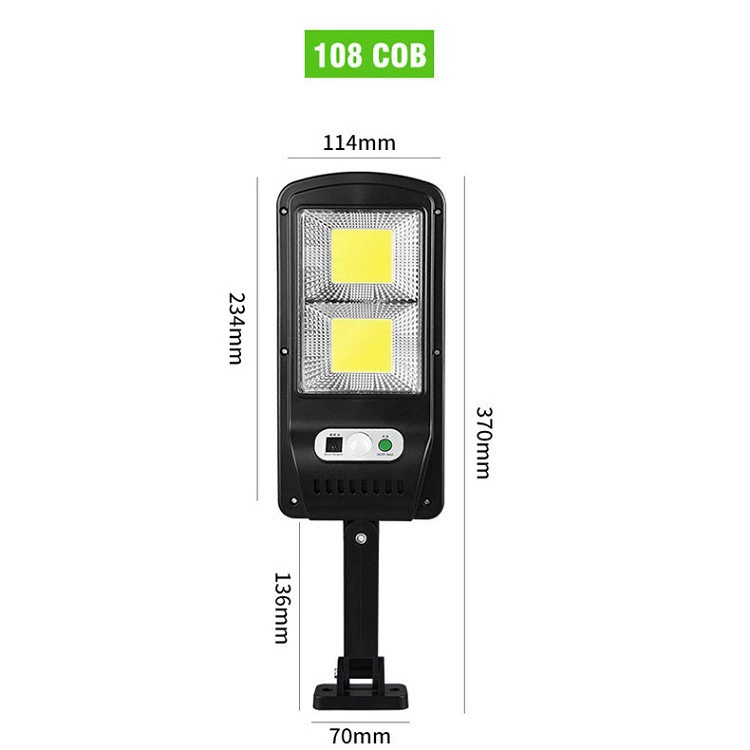 Solar street lamp with motion sensor and remote control, high luminosity, waterproof, 4–16 cells