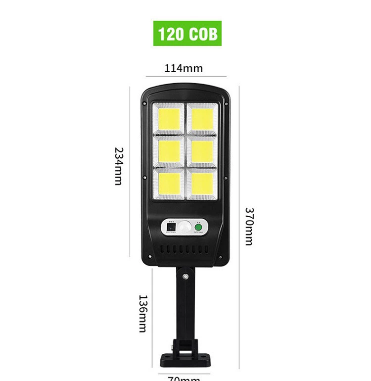 Solar street lamp with motion sensor and remote control, high luminosity, waterproof, 4–16 cells