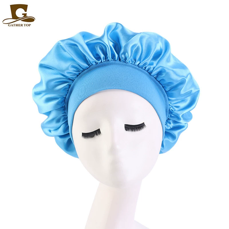 Sleeping Hat TJM-301 — Wide-Edge High-Elastic Ladies Hair Care Cap, Satin-Look, 56–58 cm