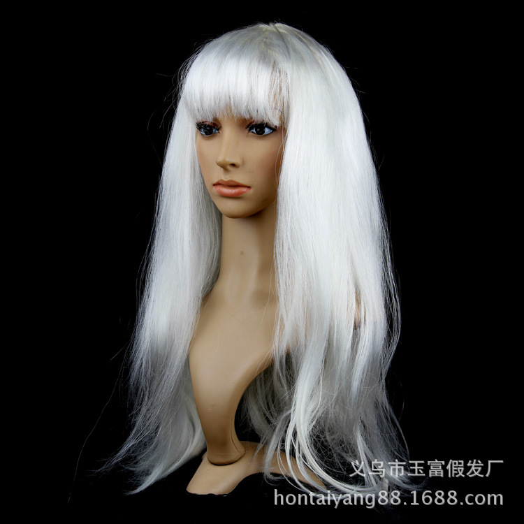 Directo de fábrica cos peluca europea y americana de comercio exterior niñas rizado peluca al por mayor negro recto