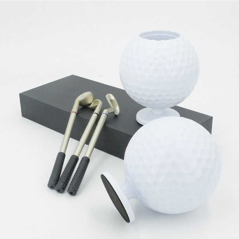 FUENTE de fábrica al por mayor regalo de golf decoración esférica titular de la pluma titular palillo de dientes regalo de oficina transfronteriza Venta caliente