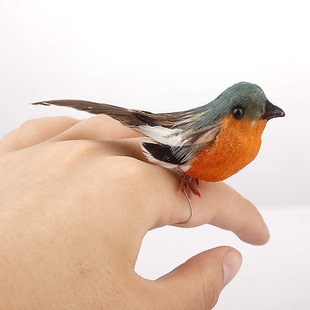 Christmas Decoration Simulation Little Robin Bird Garden Gardening Feather Cotton Bird Decoration Craft Ornaments